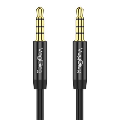 Veggieg 3.5mm TRRS 4 Kutuplu Mikrofon Destekli Hi-Fi Stereo AUX Ses Kablosu Erkek to Erkek Jack 5 Metre