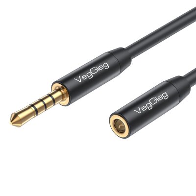 VegGieg 3.5mm TRSS Aux Kulaklık Mikrofon Ses Uzatma Kablosu 1 Metre 