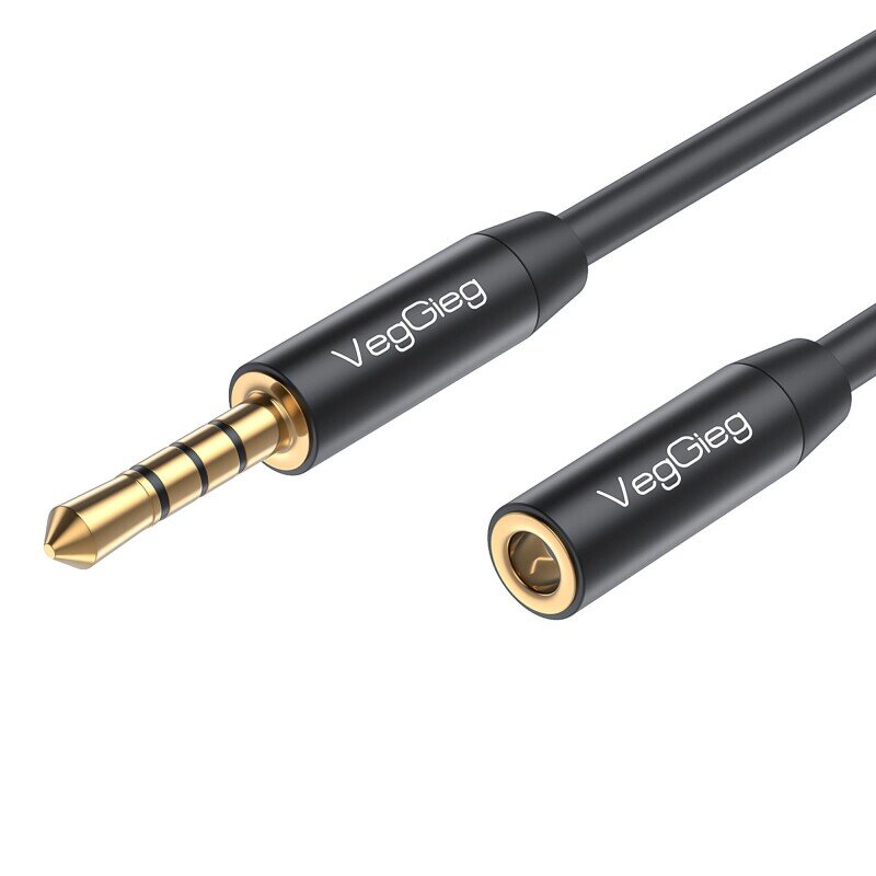 VegGieg 3.5mm TRSS Aux Kulaklık Mikrofon Ses Uzatma Kablosu 1 Metre - 1