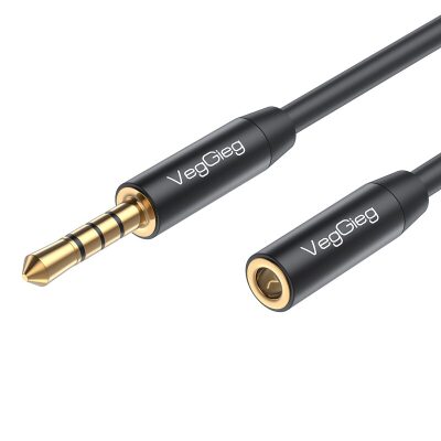 VegGieg 3.5mm TRSS Aux Kulaklık Mikrofon Ses Uzatma Kablosu 1 Metre 
