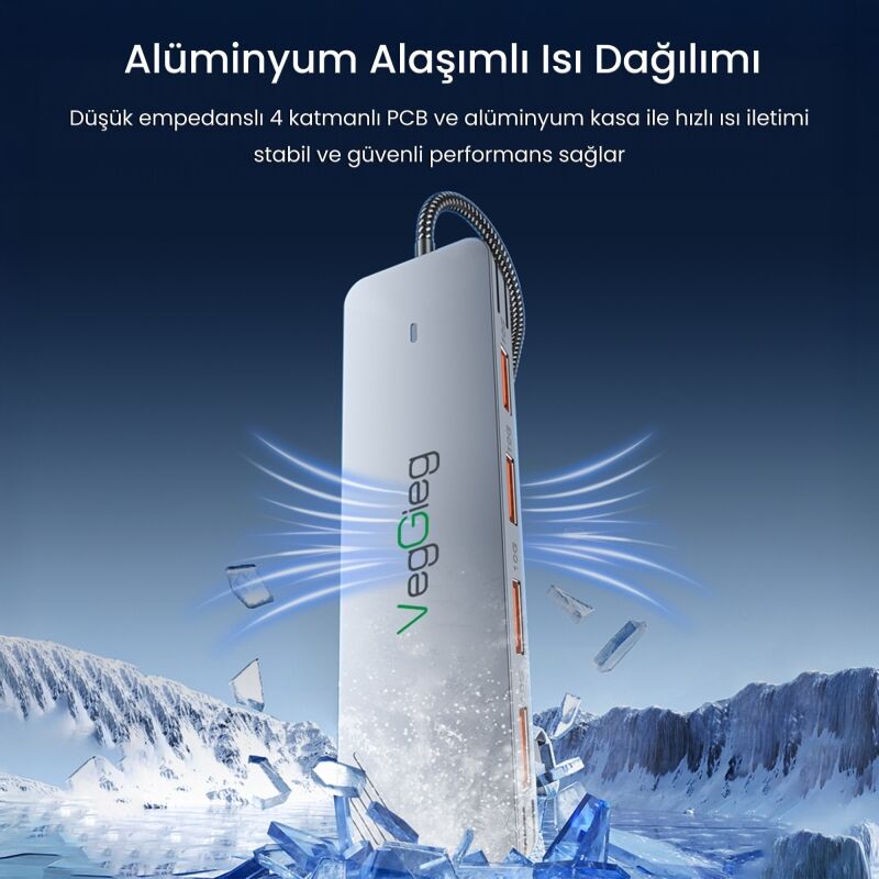 VegGieg 4 Portlu 10Gbps Type-C to 2*USB-A 2*Type-C USB 3.2 Gen2 USB Çoklayıcı Dönüştürücü Hub - 5