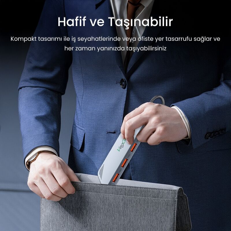 VegGieg 4 Portlu 10Gbps Type-C to 4*USB-C 3.2 Gen2 Type-C Çoklayıcı Dönüştürücü Hub - 6