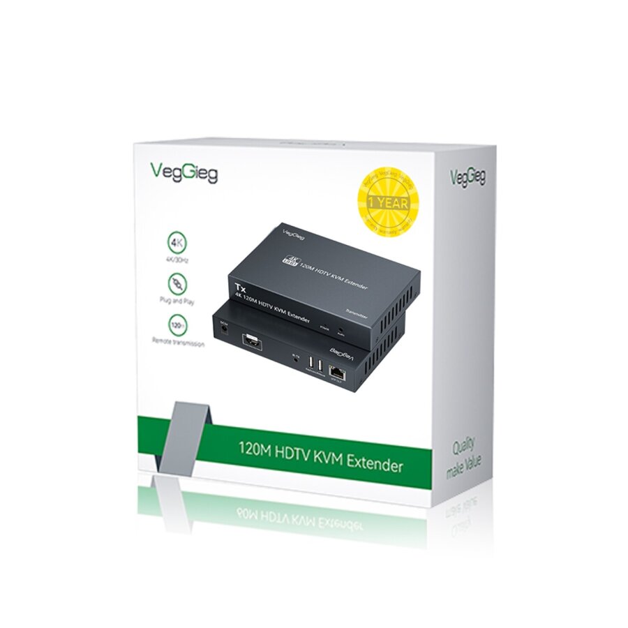 VegGieg 4K 30Hz HDMI KVM Extender 120 Metre CAT5E ve Cat6 HDMI Menzil Genişletici Uzatıcı - 7