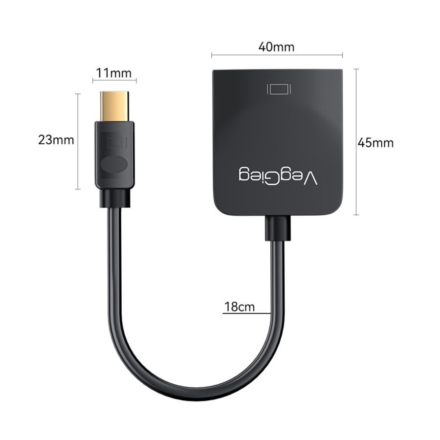 Veggieg 4K 30Hz Mini DisplayPort (DP) Erkek to HDMI Dişi Aktif Çevirici Dönüştürücü Adaptör Kablo - 3