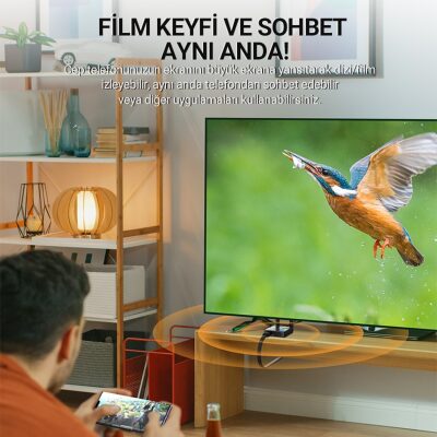 Veggieg 4K HDMI VGA 2.4 / 5Ghz Wireless Kablosuz Görüntü ve Ses Aktarım Cihazı Miracast Chromecast Airplay Dongle - 3