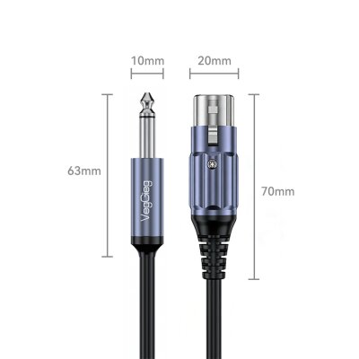 VegGieg 6.35mm to XLR Dişi Mikrofon Kablosu Hi-Fi Ses Kalitesi OFC Bakır Enstrüman Ses Kablosu 2 Metre - 7