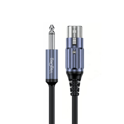 Veggieg 6.35mm to XLR Dişi Mikrofon Kablosu Hi-Fi Ses Kalitesi OFC Bakır Enstrüman Ses Kablosu 3 Metre