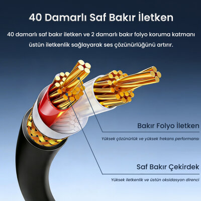Veggieg 6.35mm to XLR Dişi Mikrofon Kablosu Hi-Fi Ses Kalitesi OFC Bakır Enstrüman Ses Kablosu 5 Metre - 4