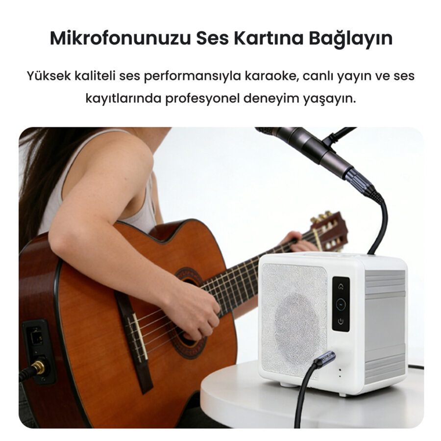 Veggieg 6.35mm to XLR Dişi Mikrofon Kablosu Hi-Fi Ses Kalitesi OFC Bakır Enstrüman Ses Kablosu 5 Metre - 5