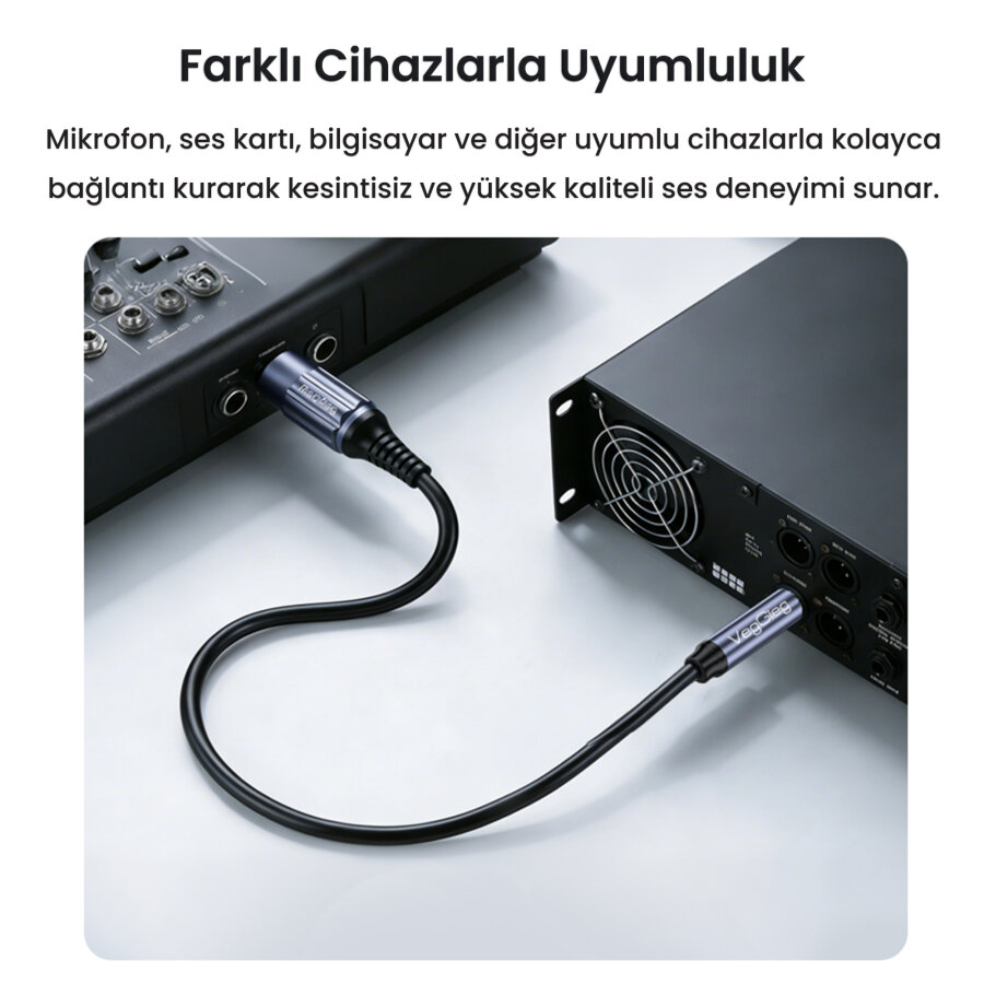 Veggieg 6.35mm to XLR Dişi Mikrofon Kablosu Hi-Fi Ses Kalitesi OFC Bakır Enstrüman Ses Kablosu 5 Metre - 6