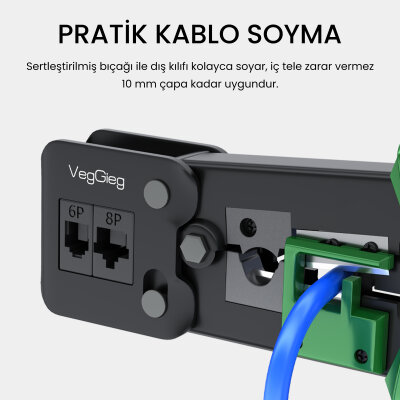 VegGieg 6P 8P Cat8 Cat7 Cat6 RJ45 RJ11 RJ12 Ethernet Ağ Kablosu Telefon Jak Kesme Soyma Sıkma Krimpleme Aleti - 3