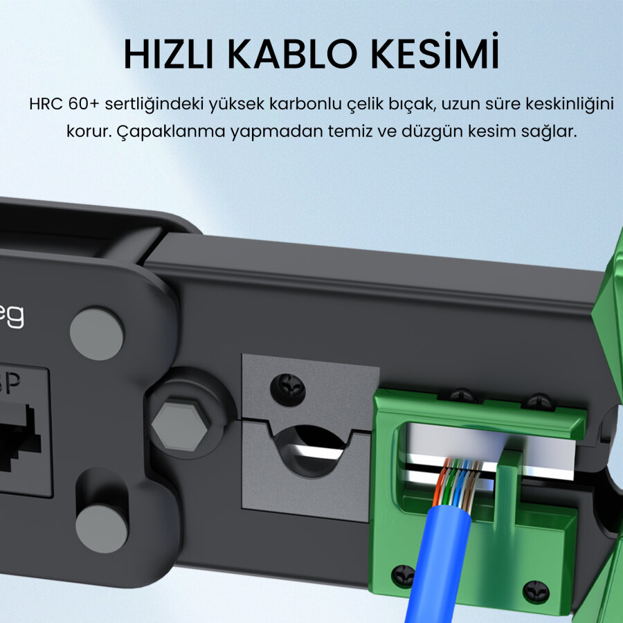 VegGieg 6P 8P Cat8 Cat7 Cat6 RJ45 RJ11 RJ12 Ethernet Ağ Kablosu Telefon Jak Kesme Soyma Sıkma Krimpleme Aleti - 4