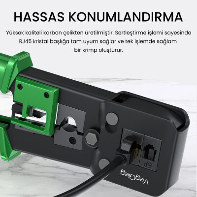 VegGieg 6P 8P Cat8 Cat7 Cat6 RJ45 RJ11 RJ12 Ethernet Ağ Kablosu Telefon Jak Kesme Soyma Sıkma Krimpleme Aleti - 5