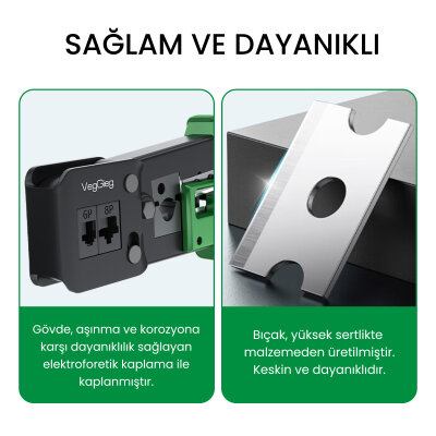 VegGieg 6P 8P Cat8 Cat7 Cat6 RJ45 RJ11 RJ12 Ethernet Ağ Kablosu Telefon Jak Kesme Soyma Sıkma Krimpleme Aleti - 6