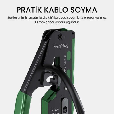 VegGieg 6P/8P Cat8 Cat7 Cat6 RJ45 Ethernet Jack Pensesi RJ11 RJ12 Telefon Kablosu Jak Kesme Soyma Sıkma Aleti - 3