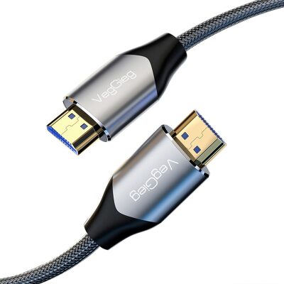 VegGieg 8K 60Hz 4K 120Hz 48 Gbps HDR ARC HDCP Örgülü HDMI 2.1 Kablo 5 Metre 
