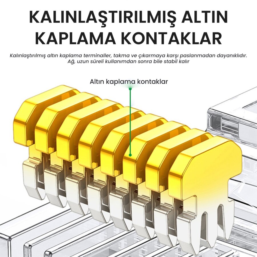 VegGieg Cat5e Metal RJ45 Jack Ethernet Konnektörü Altın Kaplama 102 Adet - 3