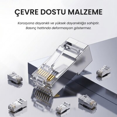 VegGieg Cat5e Metal RJ45 Jack Ethernet Konnektörü Altın Kaplama 102 Adet - 5