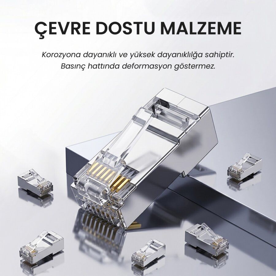 VegGieg Cat5e Metal RJ45 Jack Ethernet Konnektörü Altın Kaplama 102 Adet - 5