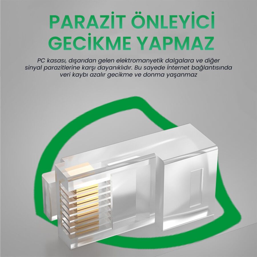 VegGieg CAT5e RJ45 Jack Ethernet Konnektörü Altın Kaplama 100 Adet - 4