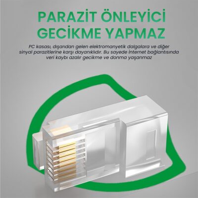 VegGieg CAT5e RJ45 Jack Ethernet Konnektörü Altın Kaplama 100 Adet - 4