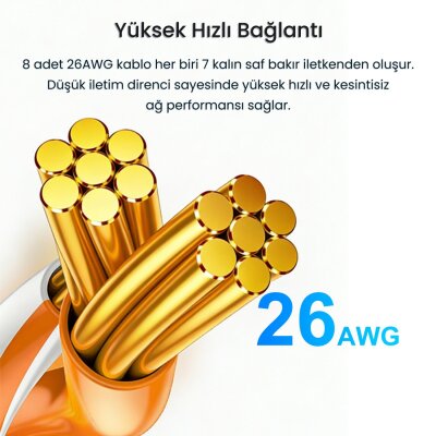VegGieg Cat6 1000Mbps Gigabit FTP RJ45 Ethernet Ağ Uzatma Kablosu 1.5 Metre - 5