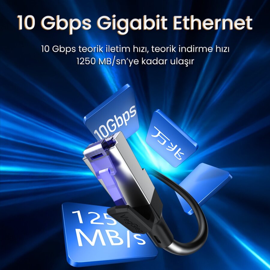 VegGieg CAT7 10Gbps Gigabit 600Mhz FTP RJ45 Ethernet Kablosu 1 Metre - 4