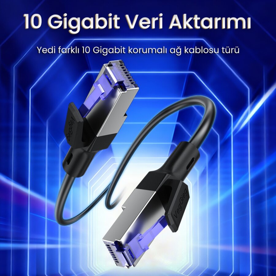 VegGieg CAT7 10Gbps Gigabit 600Mhz FTP RJ45 Ethernet Kablosu 2 Metre - 2