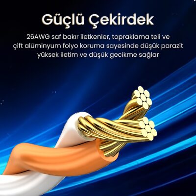 VegGieg CAT7 10Gbps Gigabit 600Mhz FTP RJ45 Flat Ethernet Kablosu 1 Metre - 3