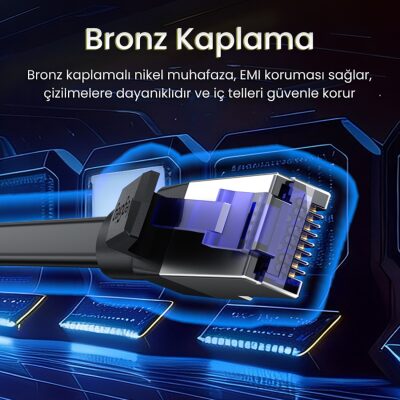 VegGieg CAT7 10Gbps Gigabit 600Mhz FTP RJ45 Flat Ethernet Kablosu 5 Metre - 5