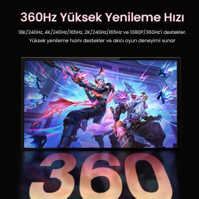 VegGieg Displayport 16K 60Hz 8K 240Hz 4K 240Hz 80 Gbps HDR ARC Örgülü DP 2.1 Kablo 2 Metre - 4