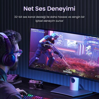 VegGieg Displayport 16K 60Hz 8K 240Hz 4K 240Hz 80 Gbps HDR ARC Örgülü DP 2.1 Kablo 3 Metre - 6