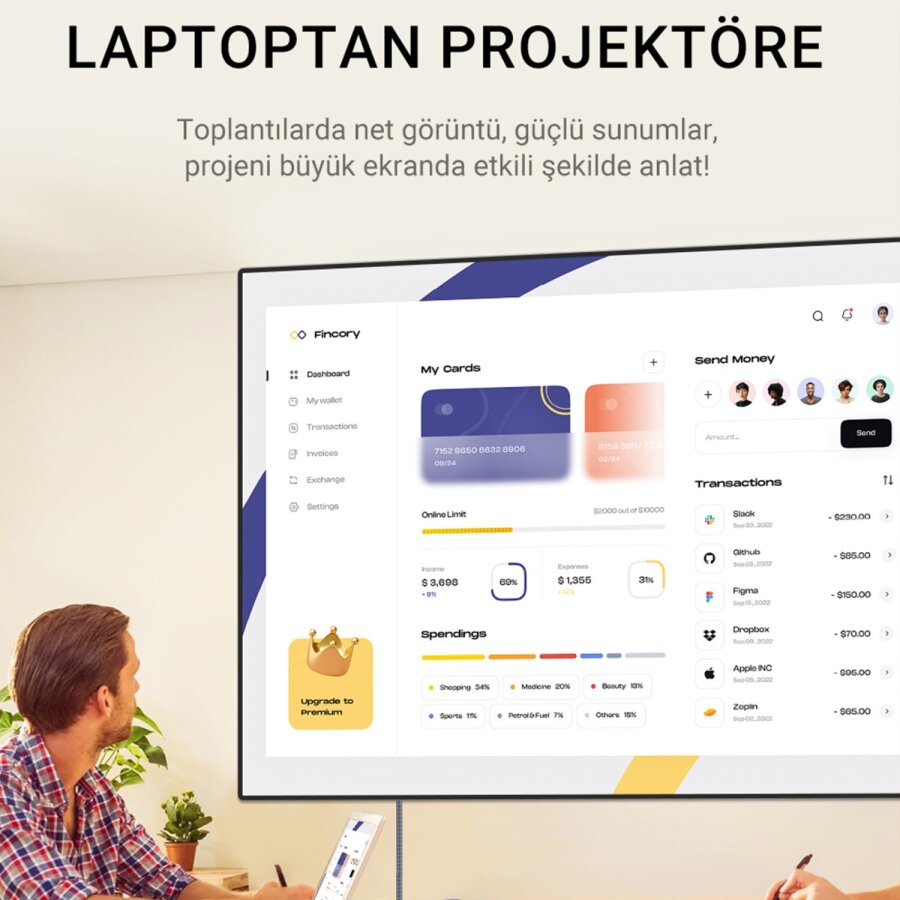 Veggieg DisplayPort DP to HDMI Çevirici Kablo 8K@60Hz 4K@240Hz 48Gbps HDR Destekli Örgülü Adaptör Kablo 2 Metre - 4
