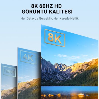 Veggieg DisplayPort DP to HDMI Çevirici Kablo 8K@60Hz 4K@240Hz 48Gbps HDR Destekli Örgülü Adaptör Kablo 2 Metre - 5