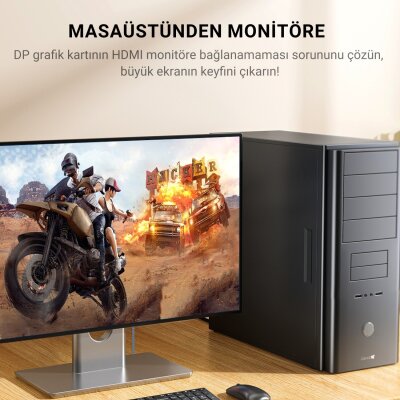 Veggieg DisplayPort DP to HDMI Çevirici Kablo 8K@60Hz 4K@240Hz 48Gbps HDR Destekli Örgülü Adaptör Kablo 2 Metre - 6