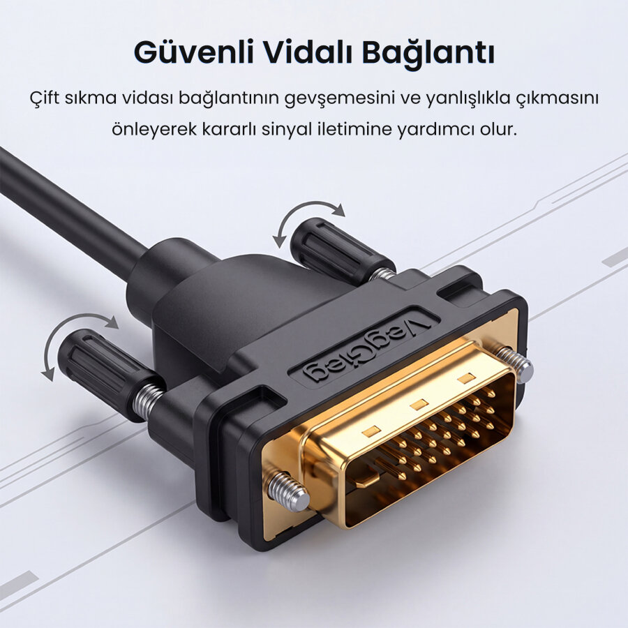 Veggieg DVI 24+1 to VGA Çevirici Görüntü Dönüştürücü Adaptör Full HD 1080P 60Hz - 5