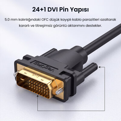 Veggieg DVI 24+1 to VGA Çevirici Görüntü Dönüştürücü Adaptör Full HD 1080P 60Hz - 6