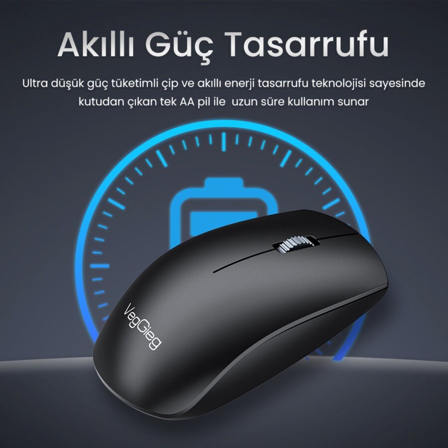 VegGieg G700 Kablosuz Mouse 2.4GHz Nano Usb Alıcı 3 Tuşlu Pilli Optik Mouse - 3