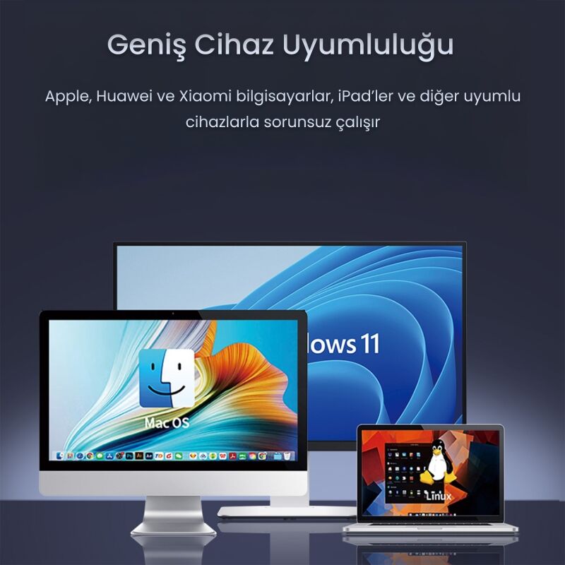 VegGieg G880 Dual-Mode Bluetooth 5.3 ve 2.4GHz 3600DPI Optik Kablosuz Mouse Gri - 7