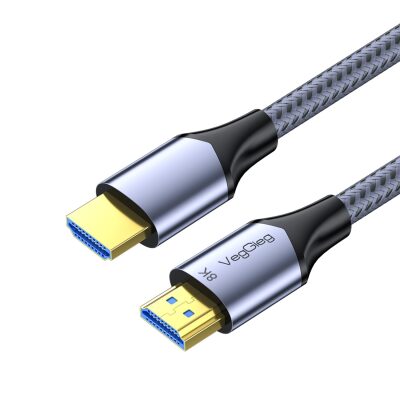 VegGieg HDMI 2.1 8K 60Hz 4K 120Hz 48 Gbps HDR eARC HDCP 2.2 Örgülü Ses ve Görüntü Kablosu 1.5 Metre