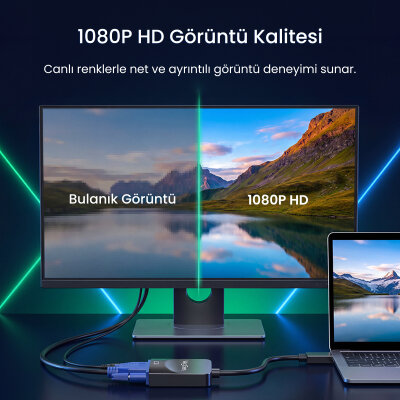 Veggieg HDMI to VGA Çevirici Adaptör 3.5mm Ses Çıkışlı Full HD 1080P 60Hz - 4