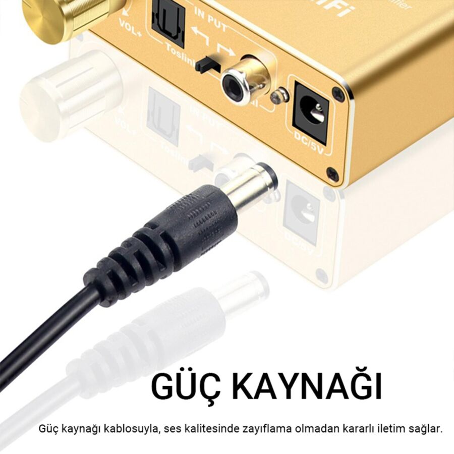 VegGieg Koaksiyel Toslink Optik Dijital to 3.5mm RCA Analog Ses Çevirici Adaptör - 3