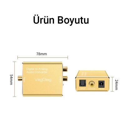 VegGieg Koaksiyel Toslink Optik Dijital to 3.5mm RCA Analog Ses Çevirici Adaptör - 5