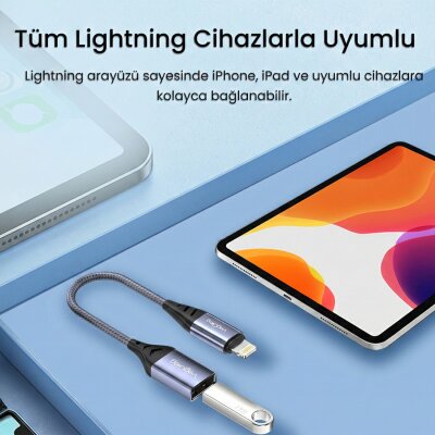 VegGieg Lightning to USB 2.0 OTG Çevirici Dönüştürücü Adaptör - 3