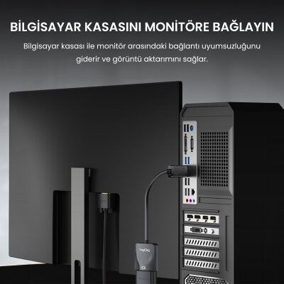 Veggieg Mini DisplayPort (DP) to VGA Full HD 1080P 60Hz Çevirici Dönüştürücü Adaptör - 3