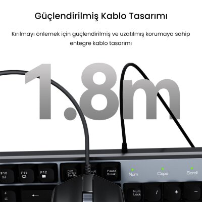VegGieg MK500A Ergonomik Kablolu Türkçe Q Klavye Mouse Seti Siyah - 4