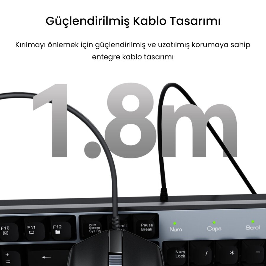 VegGieg MK500A Ergonomik Kablolu Türkçe Q Klavye Mouse Seti Siyah - 4