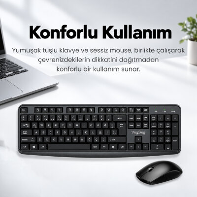VegGieg MK700 2.4GHz Kablosuz Multimedia Türkçe Q Klavye Mouse Seti - 3
