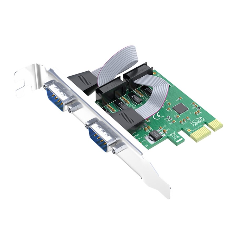 Veggieg PCI Express (PCI-e) to 2 Port 9 Pin RS-232 Seri Com Port DB9 Genişletme Kartı Adaptörü - 1