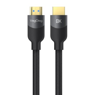 VegGieg Premium 8K 60Hz 4K 120Hz HDCP ARC HDR Örgülü HDMI 2.1 Kablo 5 Metre